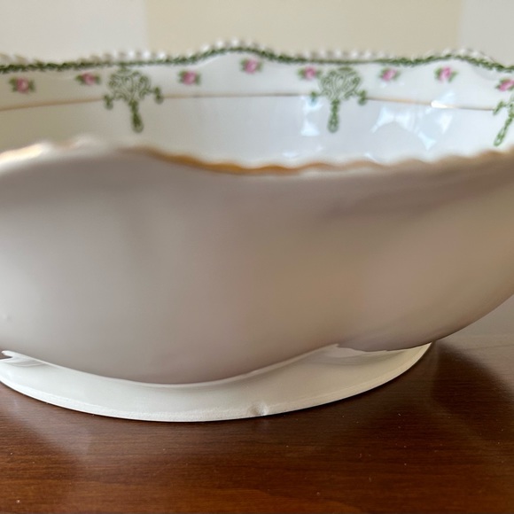 Vintage Royal Rudolstadt Prussia Serving Bowl Green and Pink, Scallop Edge, coll - Picture 7 of 13